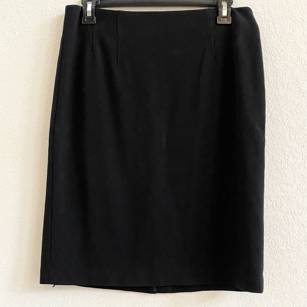 Talbots Women Sz 6P Black Ponte Knit Italian Fabric Blend Pencil Skirt Stretch